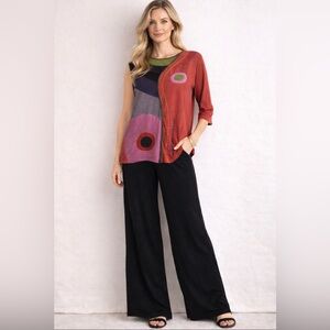 Elegant Black Wide-Leg Women's Pants handmade in Nepal 100% cotton